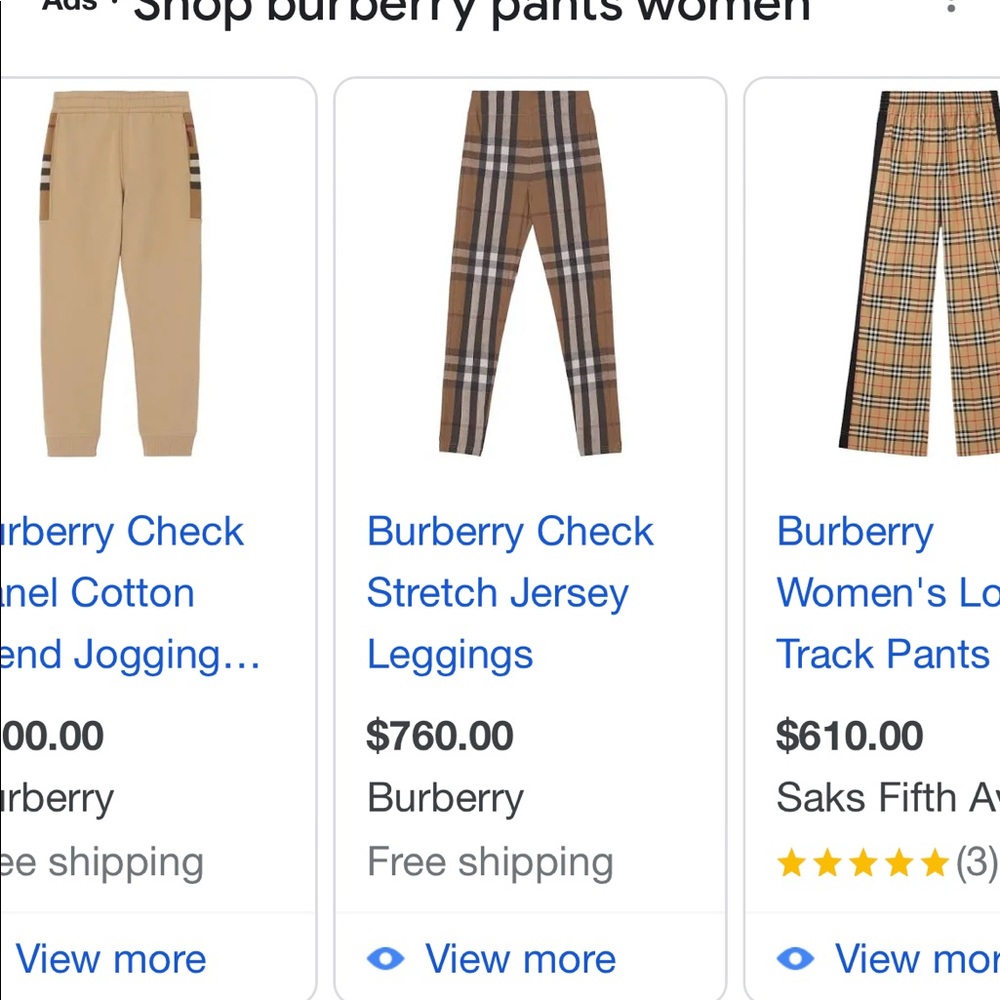 Burberry check stretch leggings with top both nwt!!